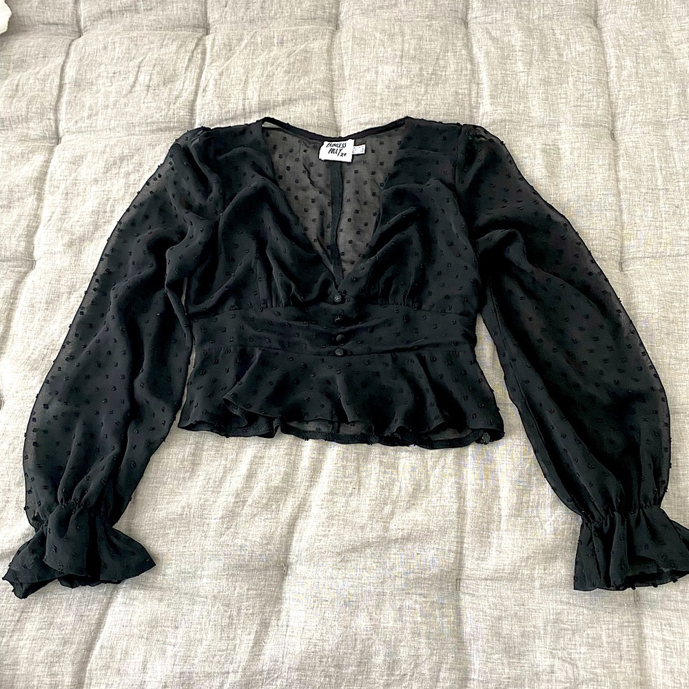 Princess Polly Black Long Sleeve Top NWOT size us 6 s-m